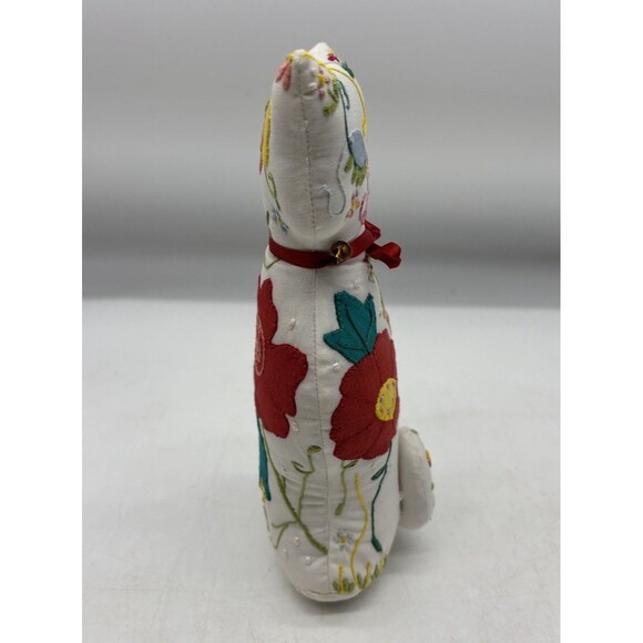 Vintage Handmade Patchwork Embroidered Farmhouse  Cat Pillow - Picture 7 of 7